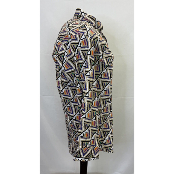 Vintage Lone Roo by Roper Western Shirt Long Sleeve Geometric Print FS Charity - Picture 4 of 12